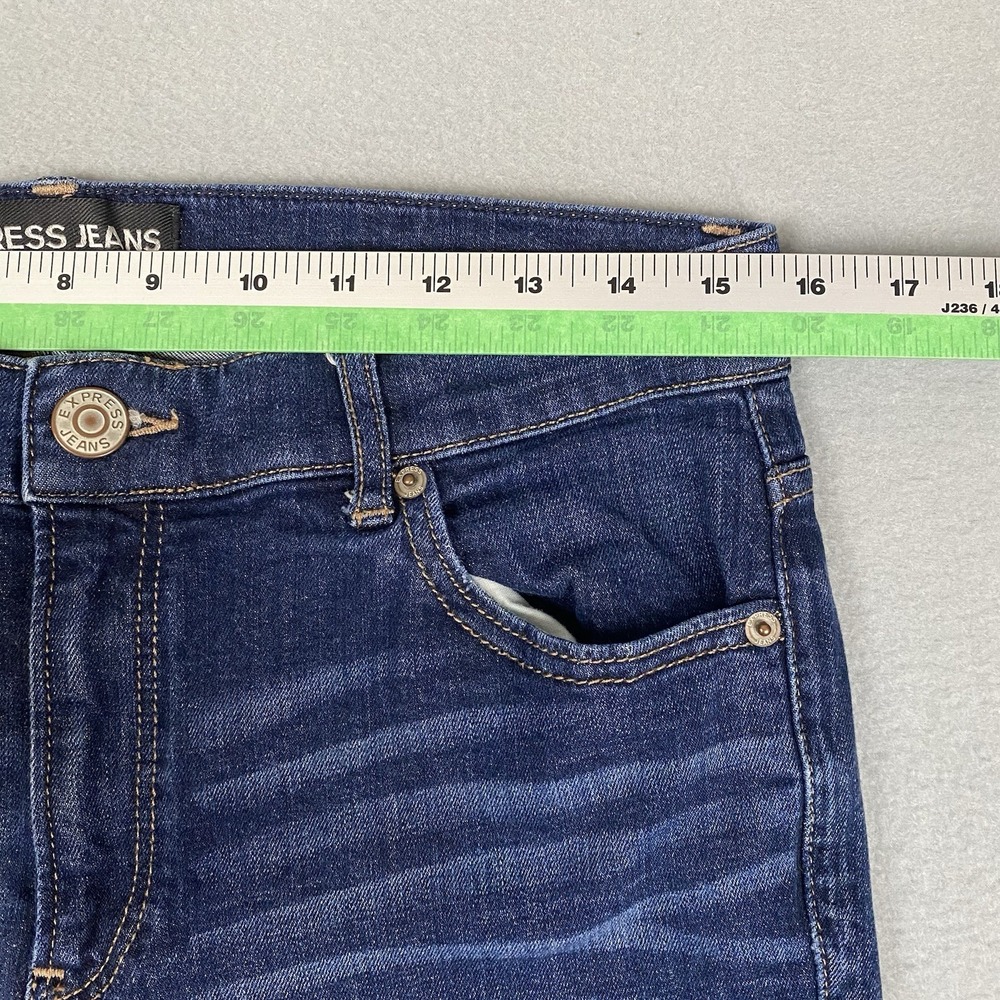 Express Bell Crop High Rise Dark Wash Flared Jeans Womens 10 Blue - Picture 6 of 8